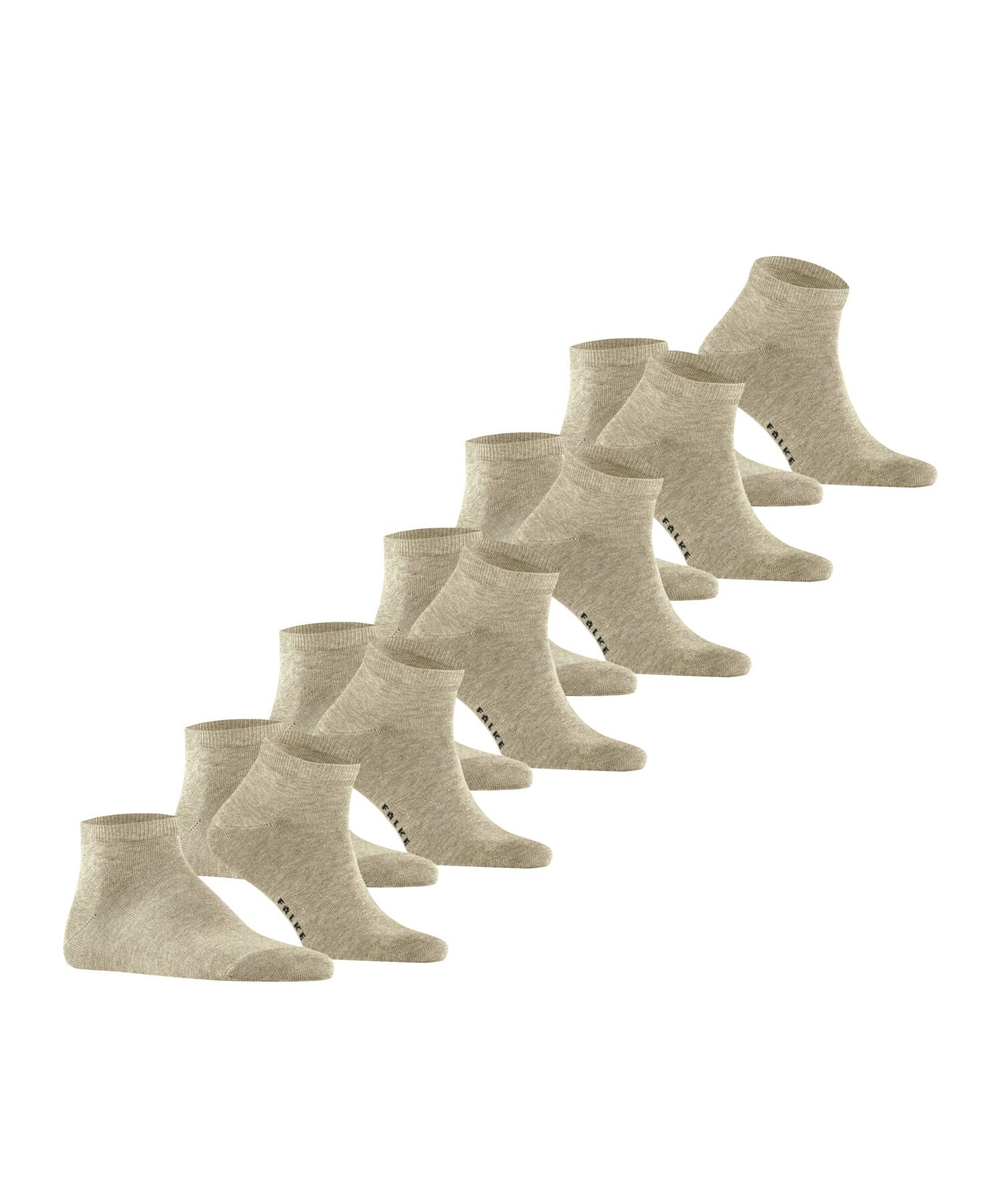FALKE Mężczyźni Skarpety do trampek Happy Multipack M Sn Bawełna krótkie jednokolorowe 6 Pak, Beżowy Sand Melange 4650, 43-46