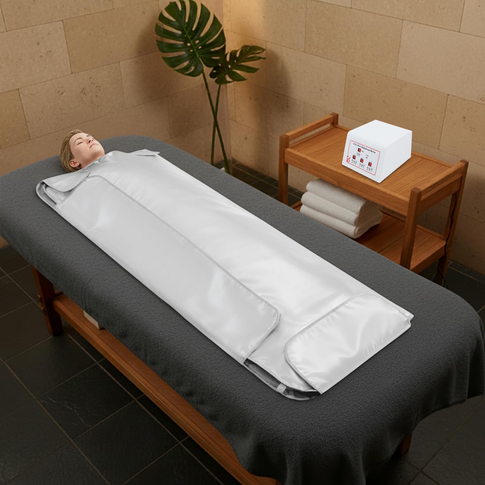 Coperta per sauna a infrarossi, coperta per terapia del calore a infrarossi lontani per la casa, controllo della temperatura a 3 zone e timer, pieghevole, ideale per la disintossicazione, la perdita