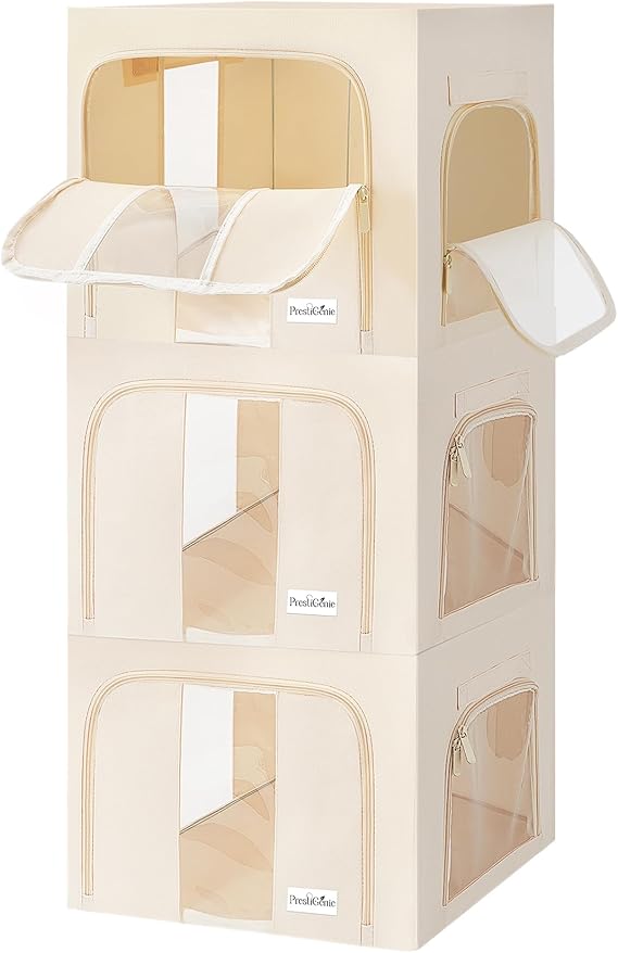 Lot De 3 Sac De Rangement Vetement 35L, Boîte De Rangement Sous Lit Pliable, Housse Rangement Couette Organisate BOITE DE RANGEMENT - Maison