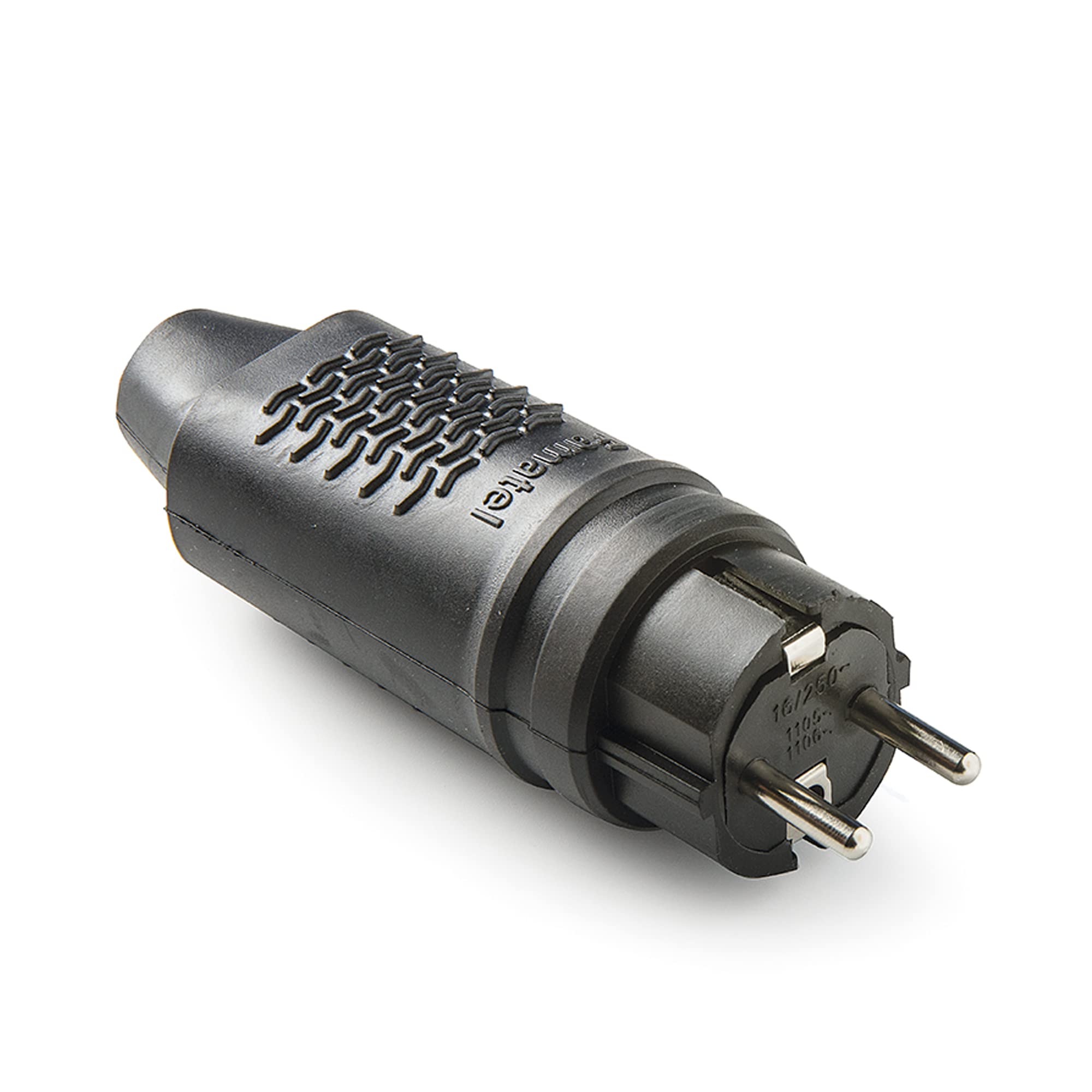 Famatel - Clavija goma caucho IP44 | TT | 16A | 250V | Negro