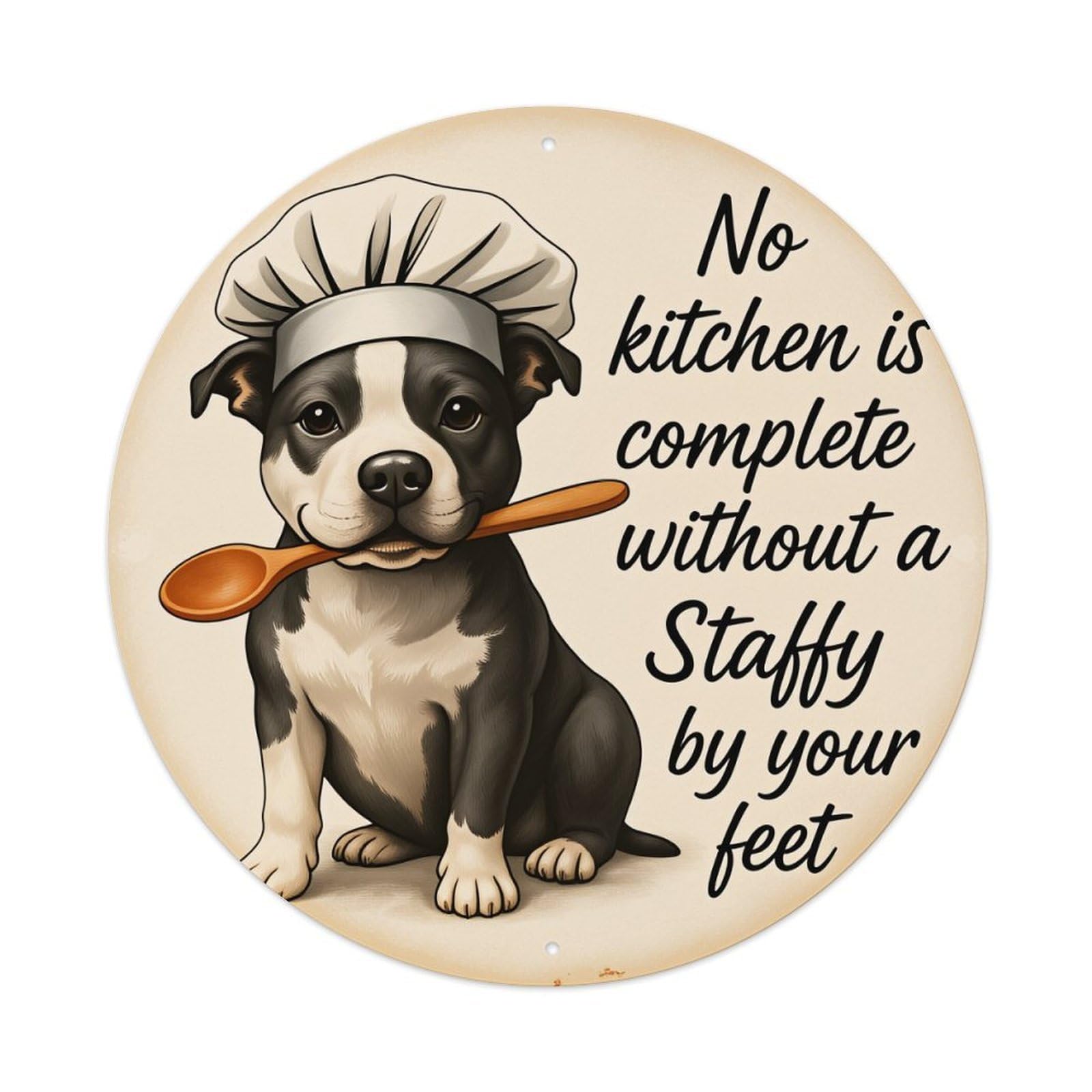 Chef Dog With Spoon And Hat Metal Tin Sign Vintage Garden Bedroom Cafe Bar Man Cave Home Wall Decor Metal Poster 8x8 inches