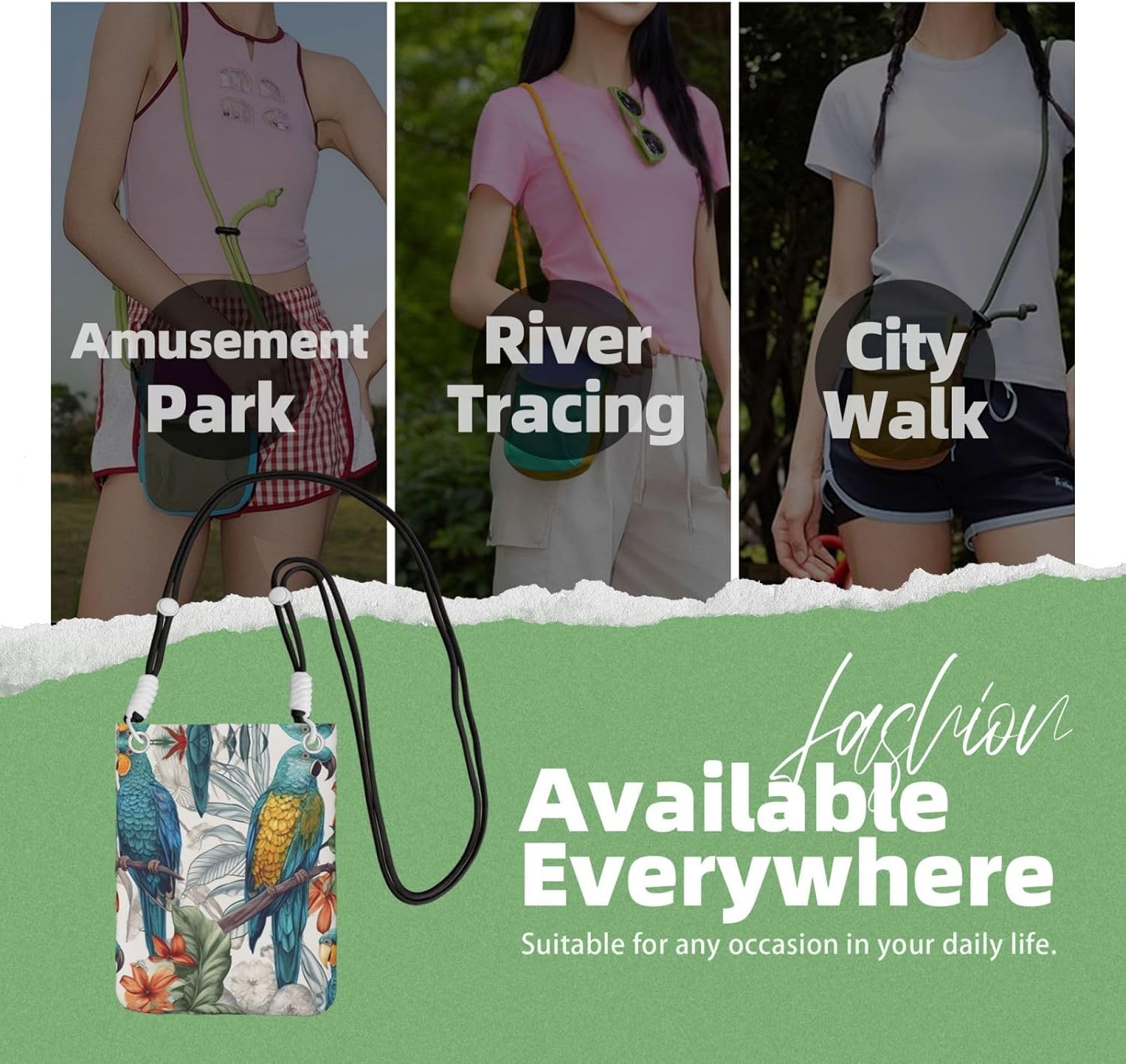 Small Crossbody Bags for Women Cell Phone Bag Mini Sling Bag Parrots on Branches Phone Purses Cellphone Wallet - Image 8