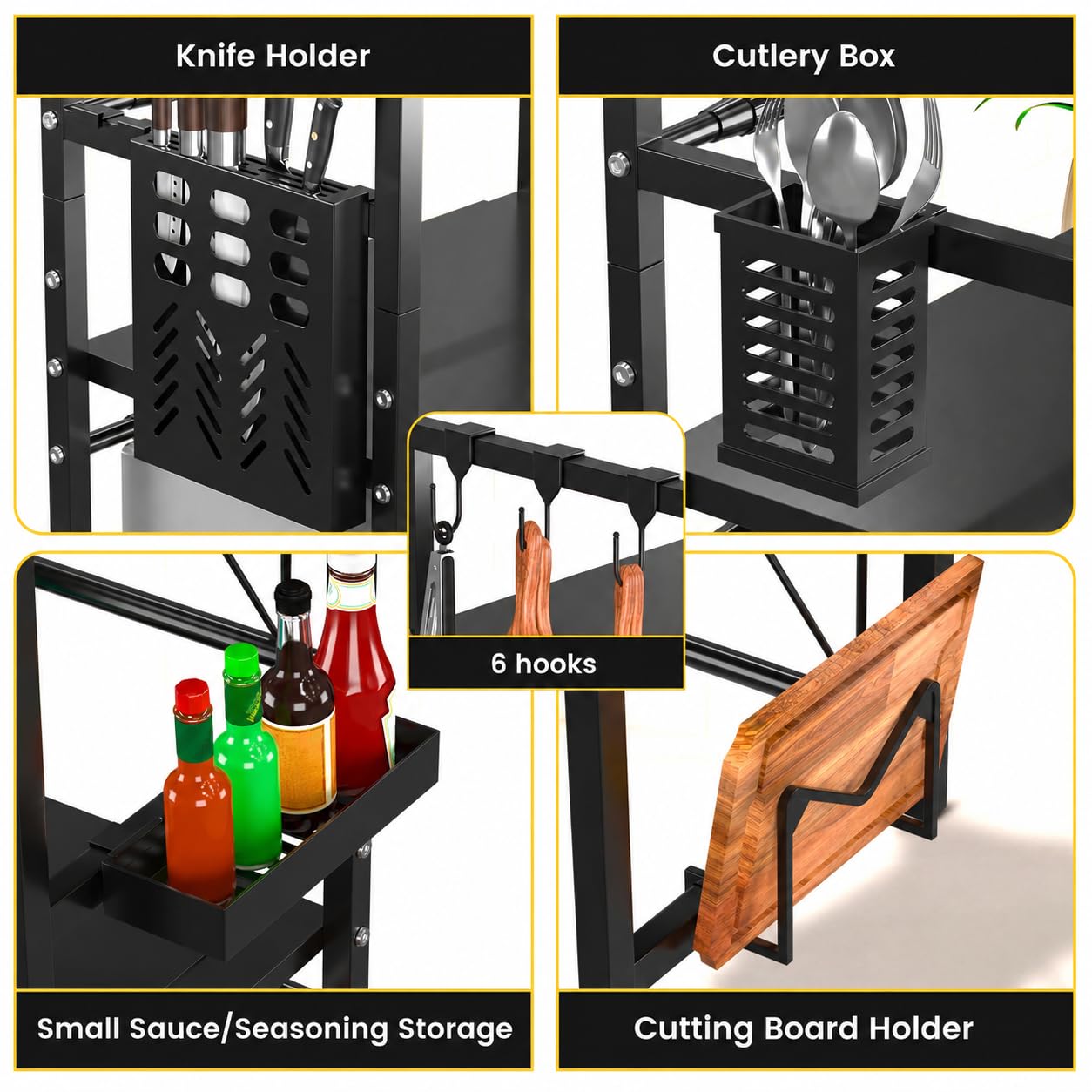 Étagère Extensible à 3 Niveaux pour Micro-Ondes - Support à 2 étagères pour Micro-Ondes pour comptoir de Cuisine - Support pour friteuse à air, Grille-Pain et Machine à café