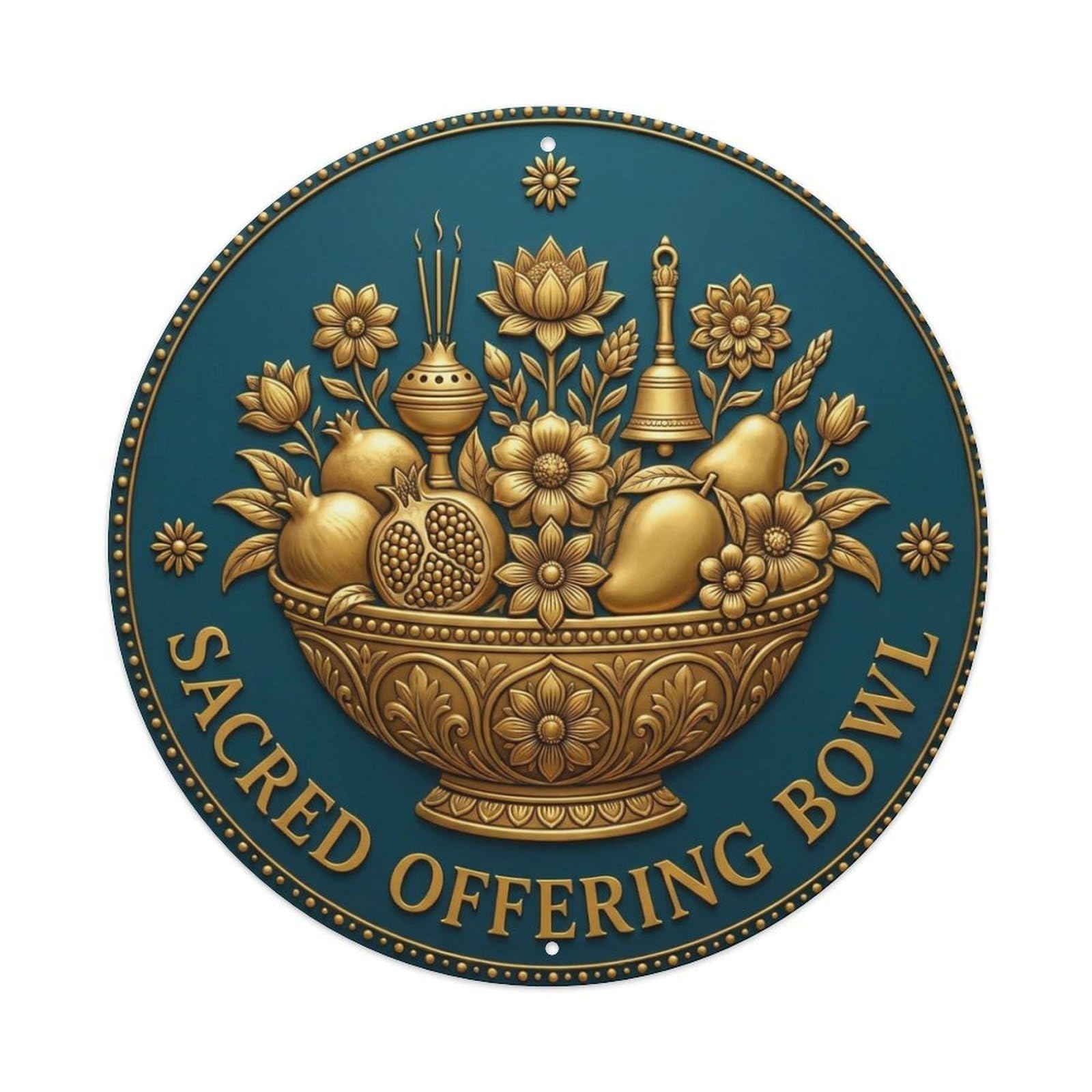 Vintage Sacred Offering Bowl Flower Zen Yoga Metal Tin Sign