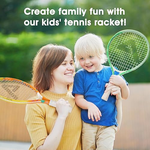Vista 5 de AMA SPORT Raqueta de tenis para niños pequeños, kit de iniciación de raqueta de tenis de 17 a 25 pulgadas para niñas y niños con bolsa de nailon