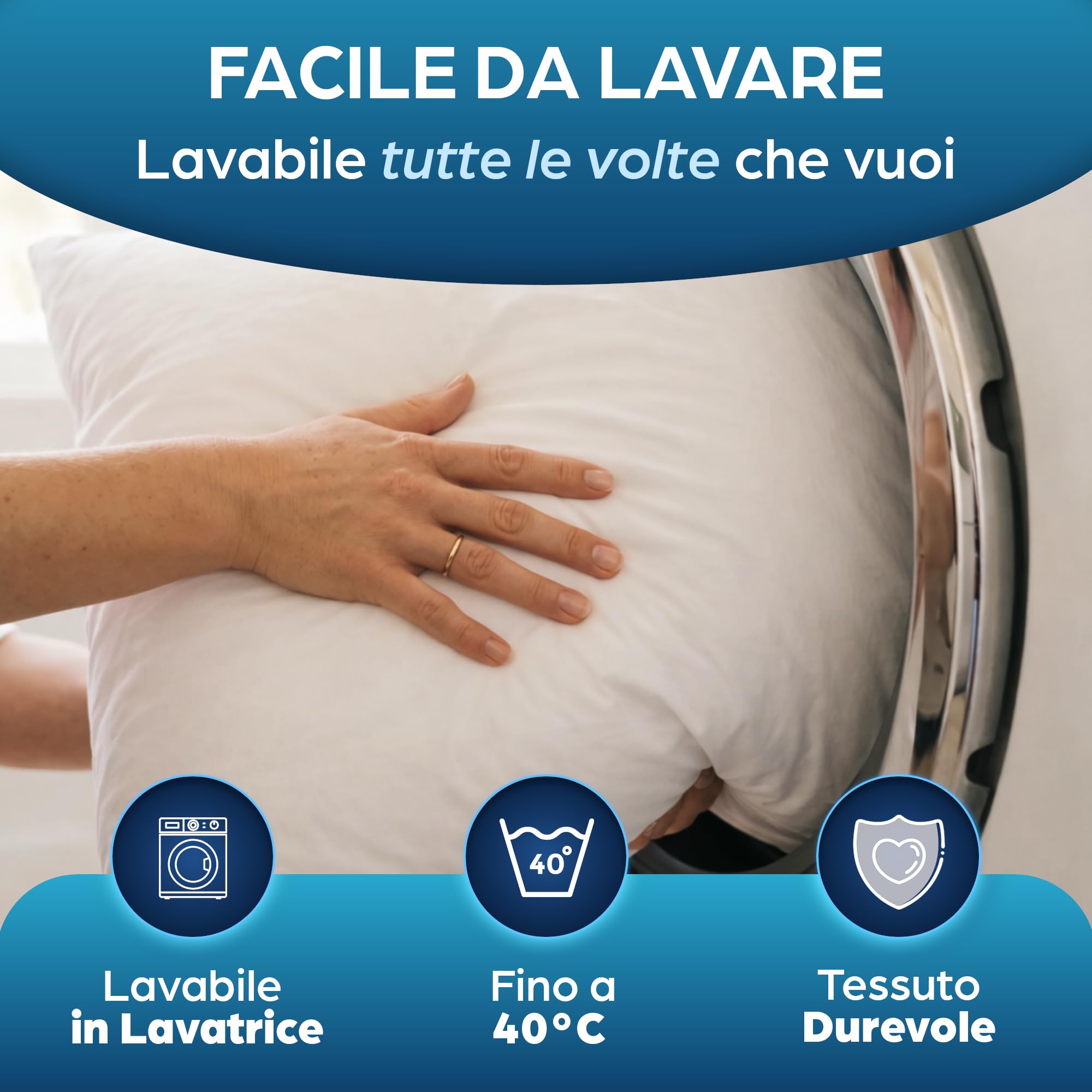 Flowen Cuscini Letto Coppia di Guanciali 50x80 per Dormire Imbottitura Standard Antiacaro Anallergico Traspirante Rettangolare per Matrimoniale Singolo con Federa in Poliestere Lavabile
