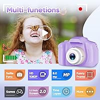 Vista 3 de Seckton - Cámara de selfie mejorada para niños, regalos de Navidad y cumpleaños para niñas de 3 a 9 años, cámaras de video digital HD para niños