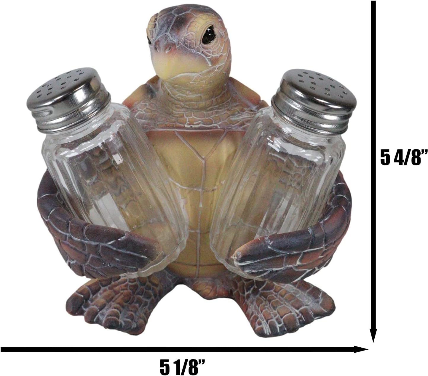 Ebros Slowly Seasoned Nautical Giant Sea Turtle Hugging Salt And Pepper Shakers Holder Figurine 5.5"H Turtles Tortoise Tortoises Animal Reptile Ocean Themed Kitchen Decor