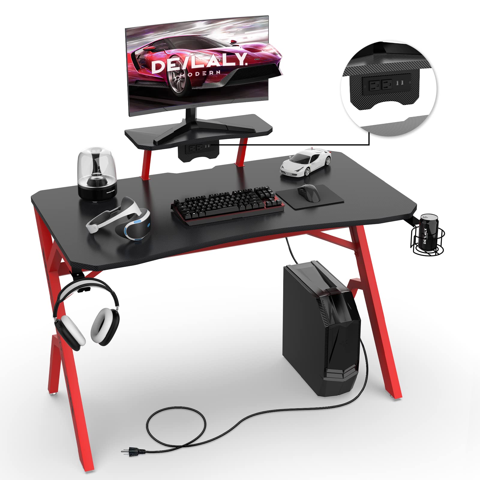 Buy DEILALY Gaming Computer Desk, Gaming Desk with Power Outlet and USB