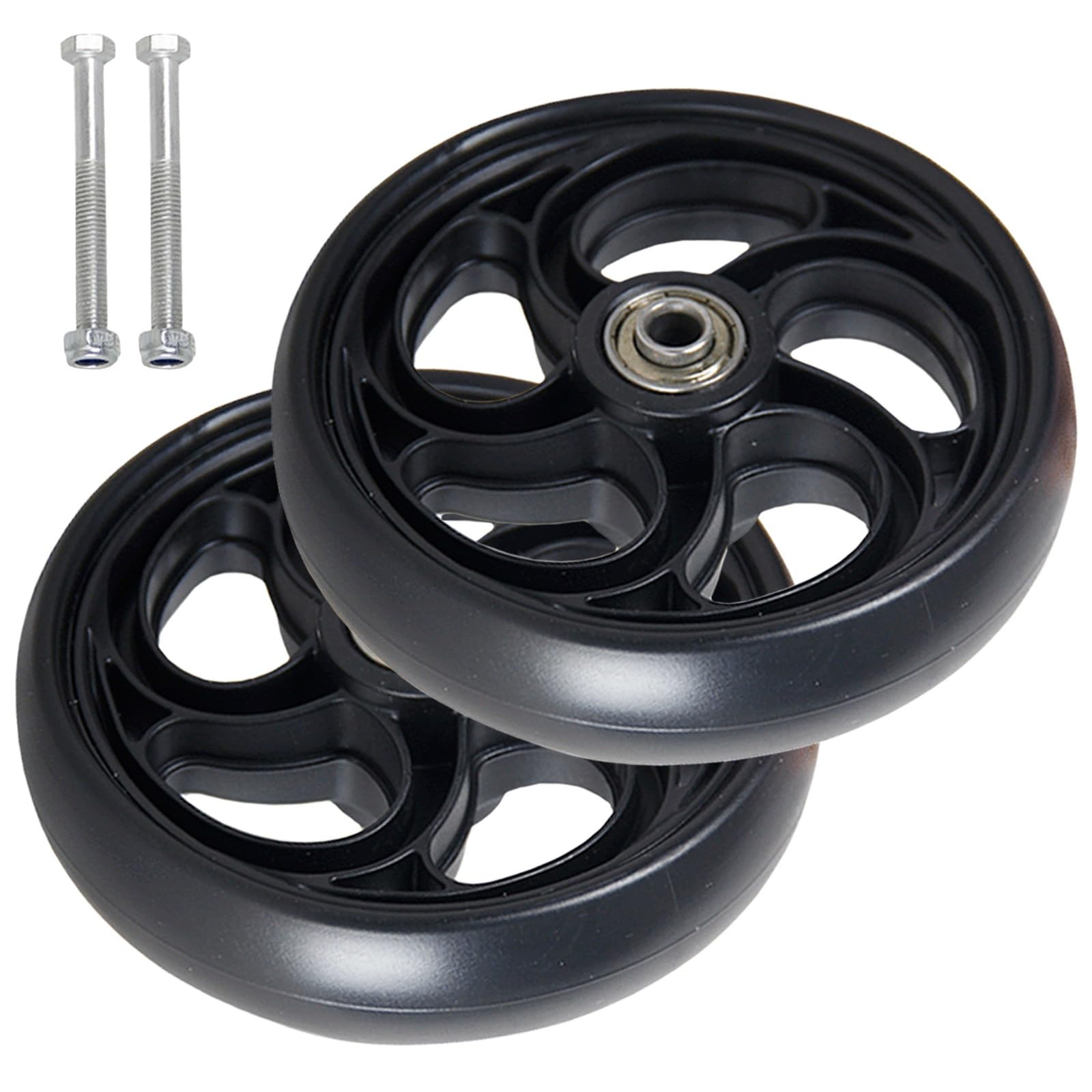 2pcs Wheelchair Front Castor Wheels, Replacement Wheels 5" 6" 8" Solid Tyre, 8mm Bearing, Load Capacity 120kg, Suitable For Handicapped Wheelchairs, Easy To Scroll