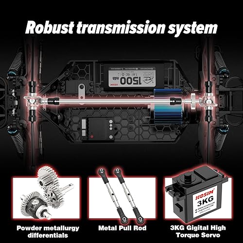 Miniatura 10 de Hosim Camiones monstruo RC de alta velocidad de 48 KMH 4WD de gran tamaño 110 automóviles RC de grado hobby para adultos y niños vehículo de control