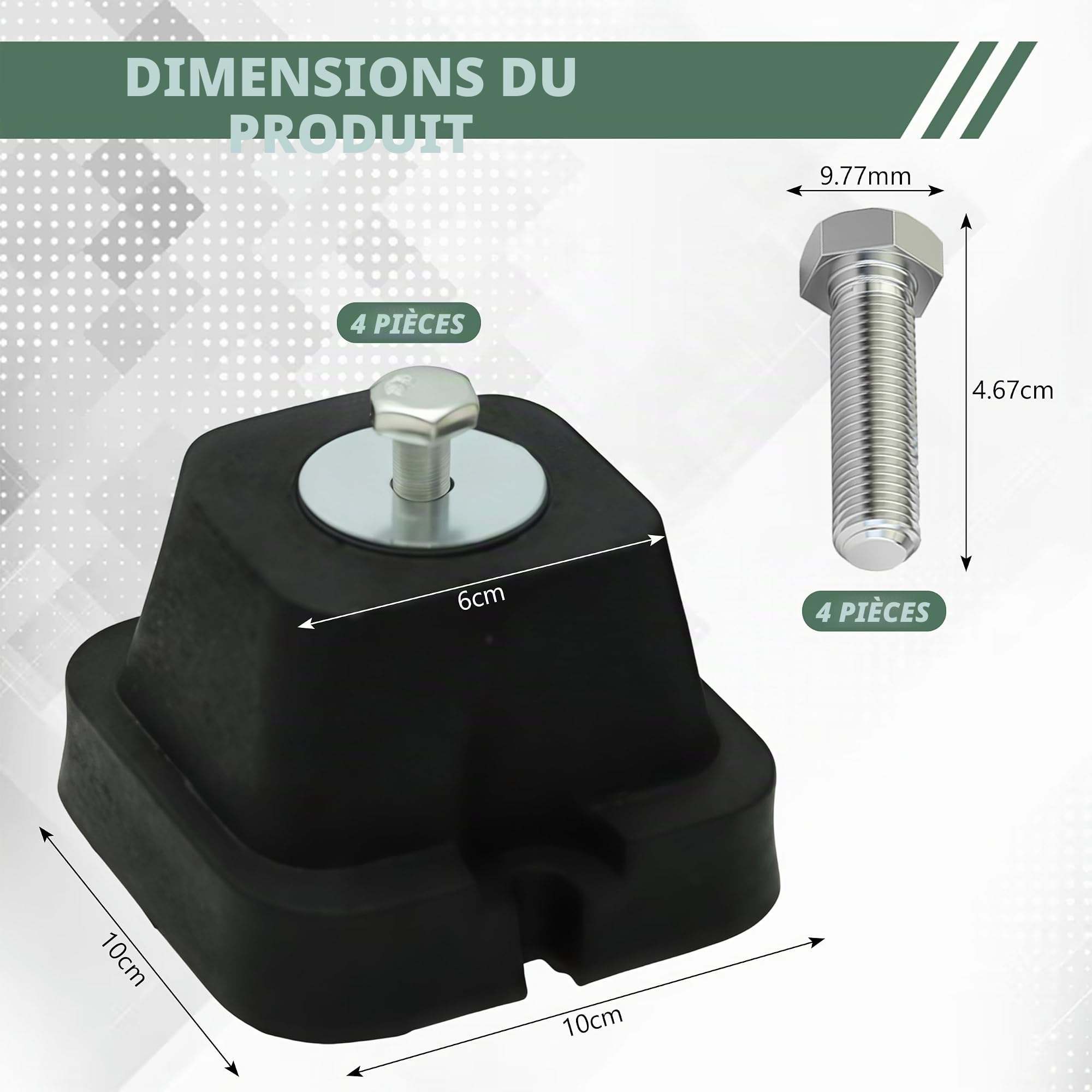 Lot de 4 supports d'amortissement pour console de sol - Amortisseurs de vibrations - Roulement en caoutchouc - Pour climatisation
