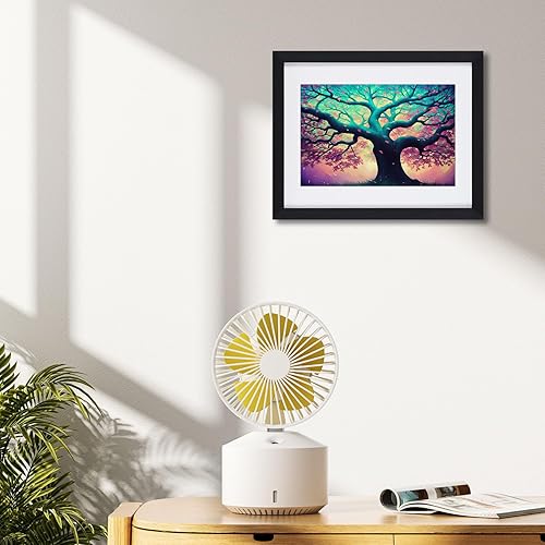 Miniatura 3 de Cuadro en lienzo con marco de árbol morado y azul, con paspartú blanco roto para cocina, decoración del hogar o sala de estar