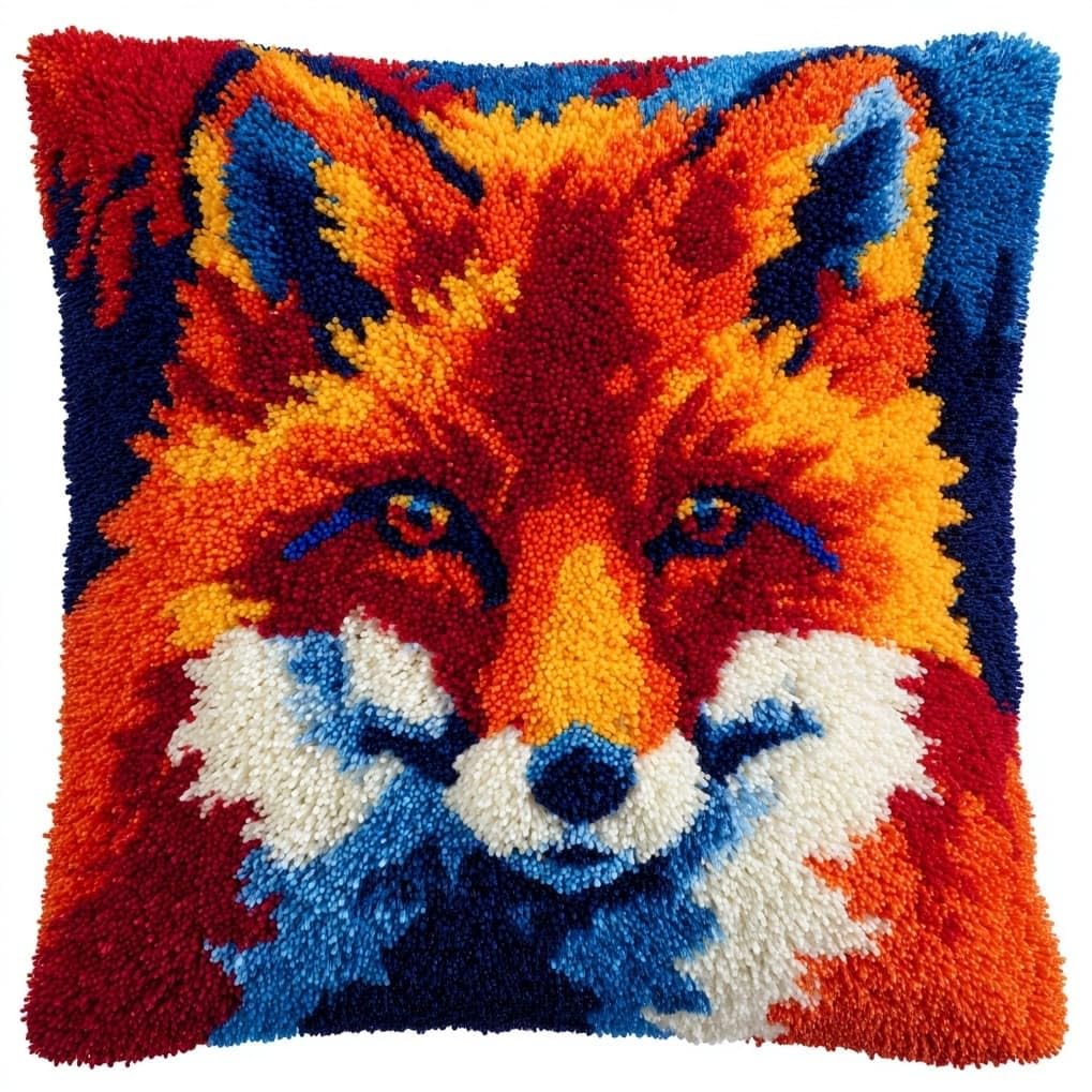 AxiangziK Latch Hook Cushion Kit 17x17in,Cartoon Fox