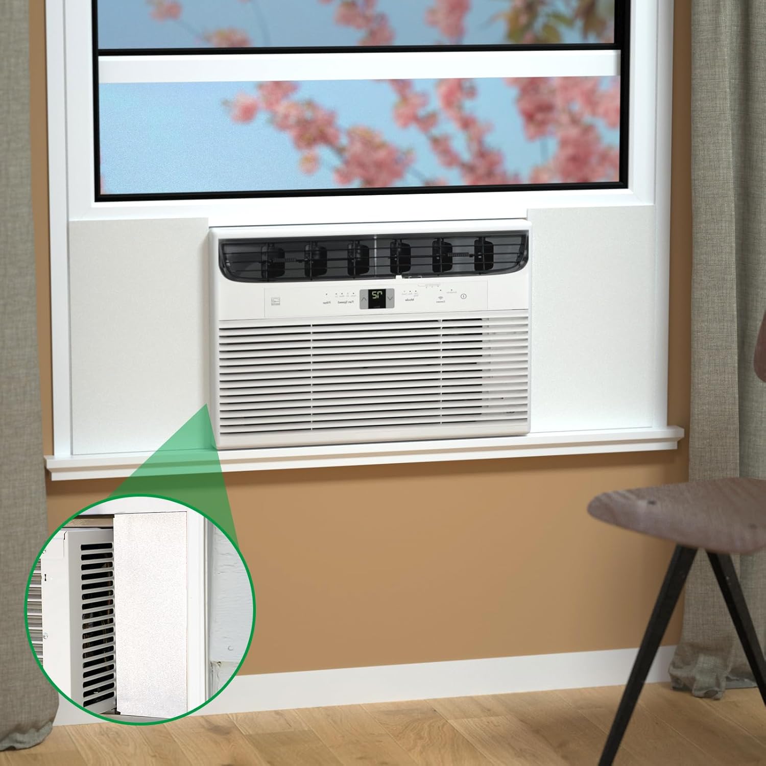 Window Air Conditioner,Side Insulated Foam Panel, Summer/Winter Heat and Draft Insulating,Simple Set Panels Window Seal Thickness 0.75in