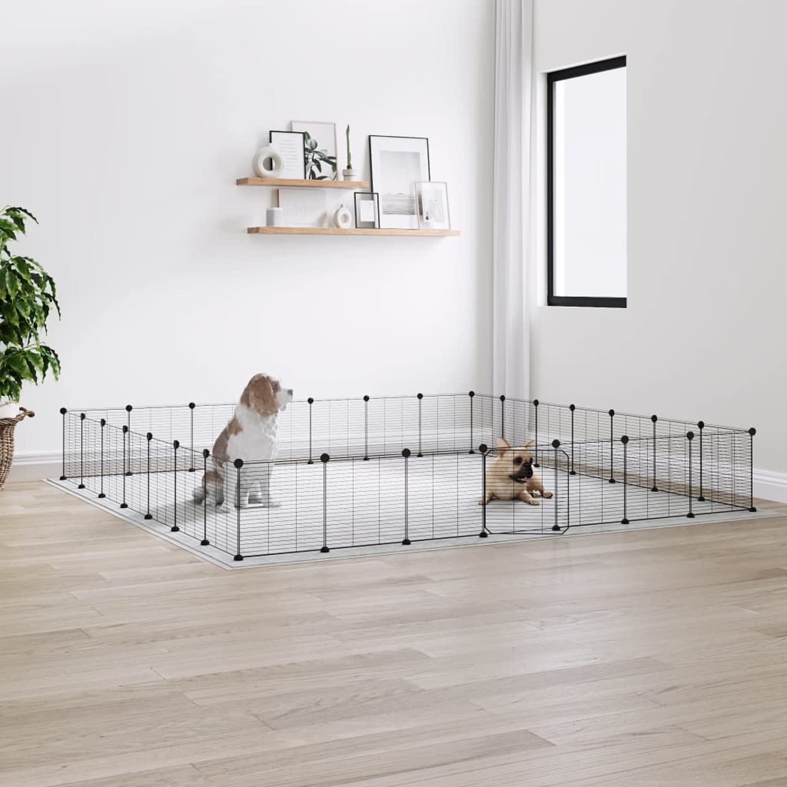 Jaula para Mascotas de 28 Paneles Puerta, JUDYY Jaula Cobaya, Jaulas para Conejos, Valla para Mascotas, Recinto para Conejos, Cosas para Conejos, Parque para Conejos, Acero Negro 35x35 cm