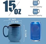 Hasense Coffee Mugs, 15 OZ Coffee Cups Ceramic Set of 4 with Handle for Man Woman, Porcelain Coffee Cups Set for Tea, Cocoa, Milk, Latte and Cappuccino, Blue