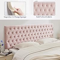 Vista 26 de Kingfun Cabecera tapizada para cama individual con diseño moderno de botones, cabecera ajustable de madera maciza, cabeceros acolchados de tela