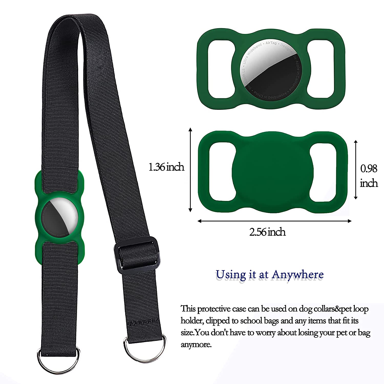 MYPETSTOCK® Custodie Airtag Per Cani E Gatti - Set Da 2, Impermeabili In Silicone Con Chiusura 360° - Blu Scuro/Menta - Foto 6