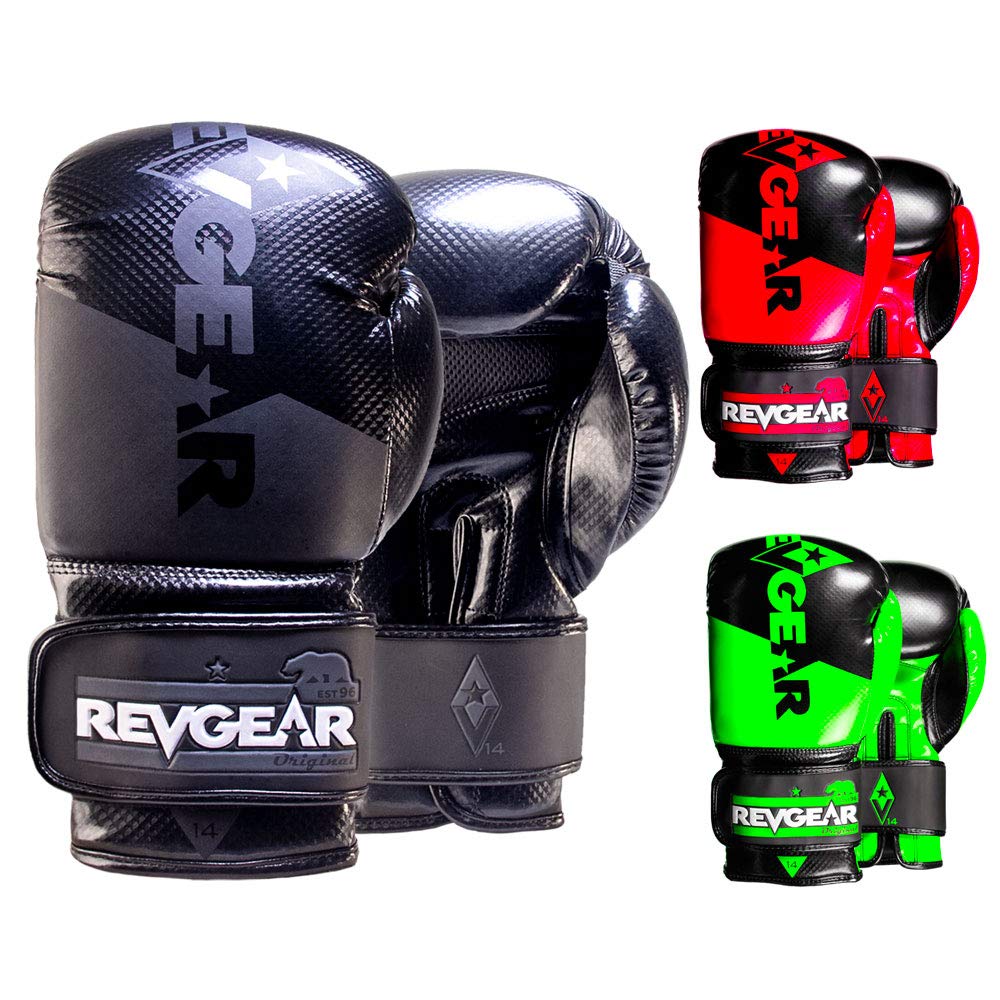 RevgearPinnacle Boxing Glove | Entry Level | Comfortable & Stylish | Animal Free | Excellent Value (Black/Black, 12 OZ)