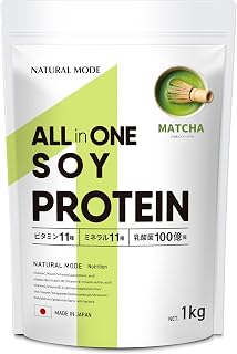 ソイプロテイン 1kg 人工甘味料不使用 大豆プロテイン オールインワン (1kg, 抹茶風味)
