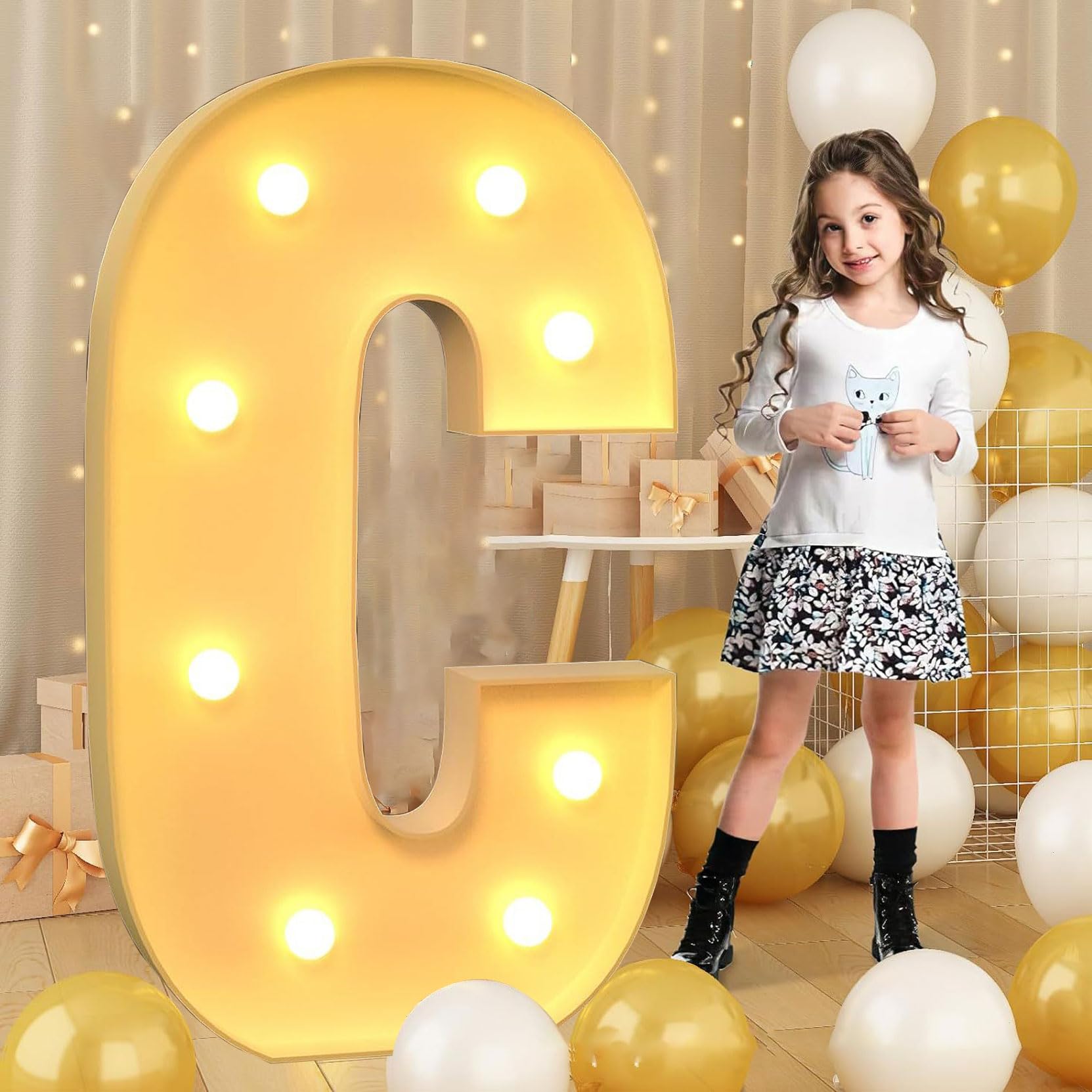 120cm-4ft Giant LED Light Up Letter C, Mosaic Marquee Light Up Sign, LED Letters Lamps for Valentine's Day Birthday Christmas New Year