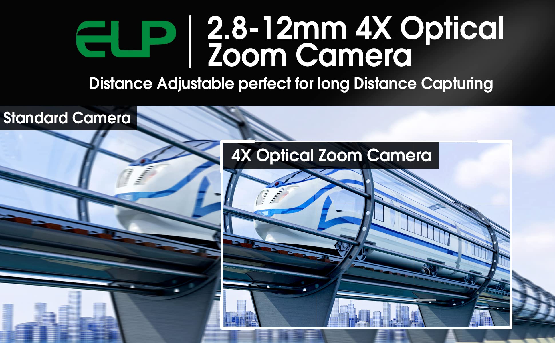G Varifocal Webcam USB 2 MP avec zoom optique 4X, 2,8 à 12 mm, FHD H.264 1080p, objectif varifocale avec capteur IMX323, mise au point réglable, caméra USB Raspberry Pi 0,01 lux