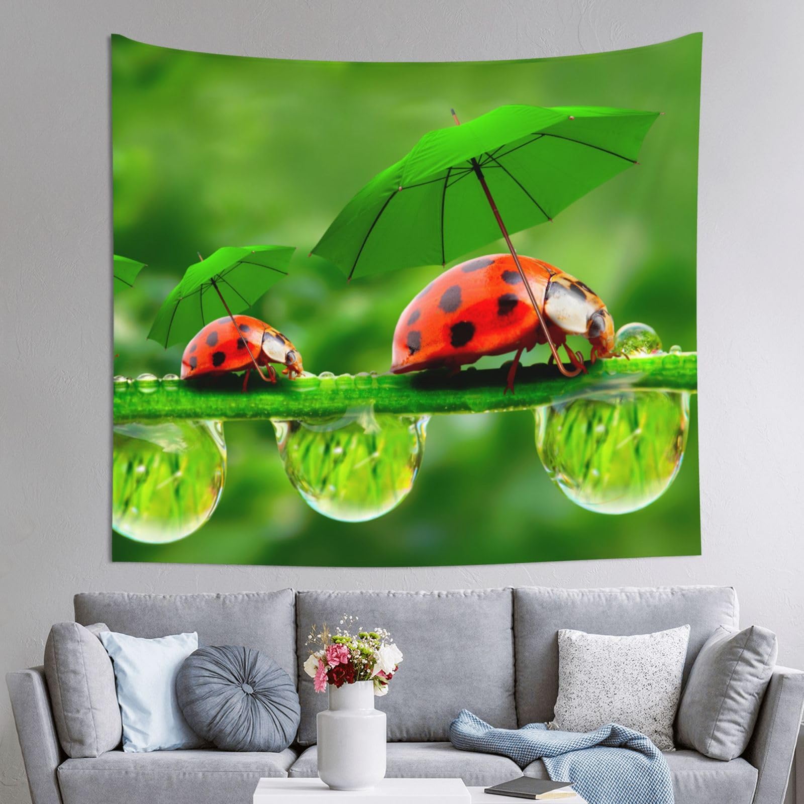 WKSGDSG Decoration Tapestry Wall Hanging For Bedroom, Funny Ladybug, 152x130cm Dorm Decor, Lightweight Easy Hang Wall Art For Living Room, Aesthetic Tapestries For Outdoor, Ceiling, Doorway, Camping