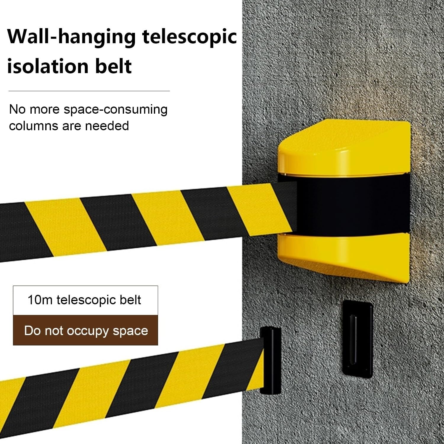 Barrera De Seguridad Retráctil De Pared De 5 M De Longitud con Soporte Y Kit De Montaje. Disponible En Negro, Rojo Y Amarillo. Ideal para Aeropuertos, Eventos, Escuelas Y Espacios