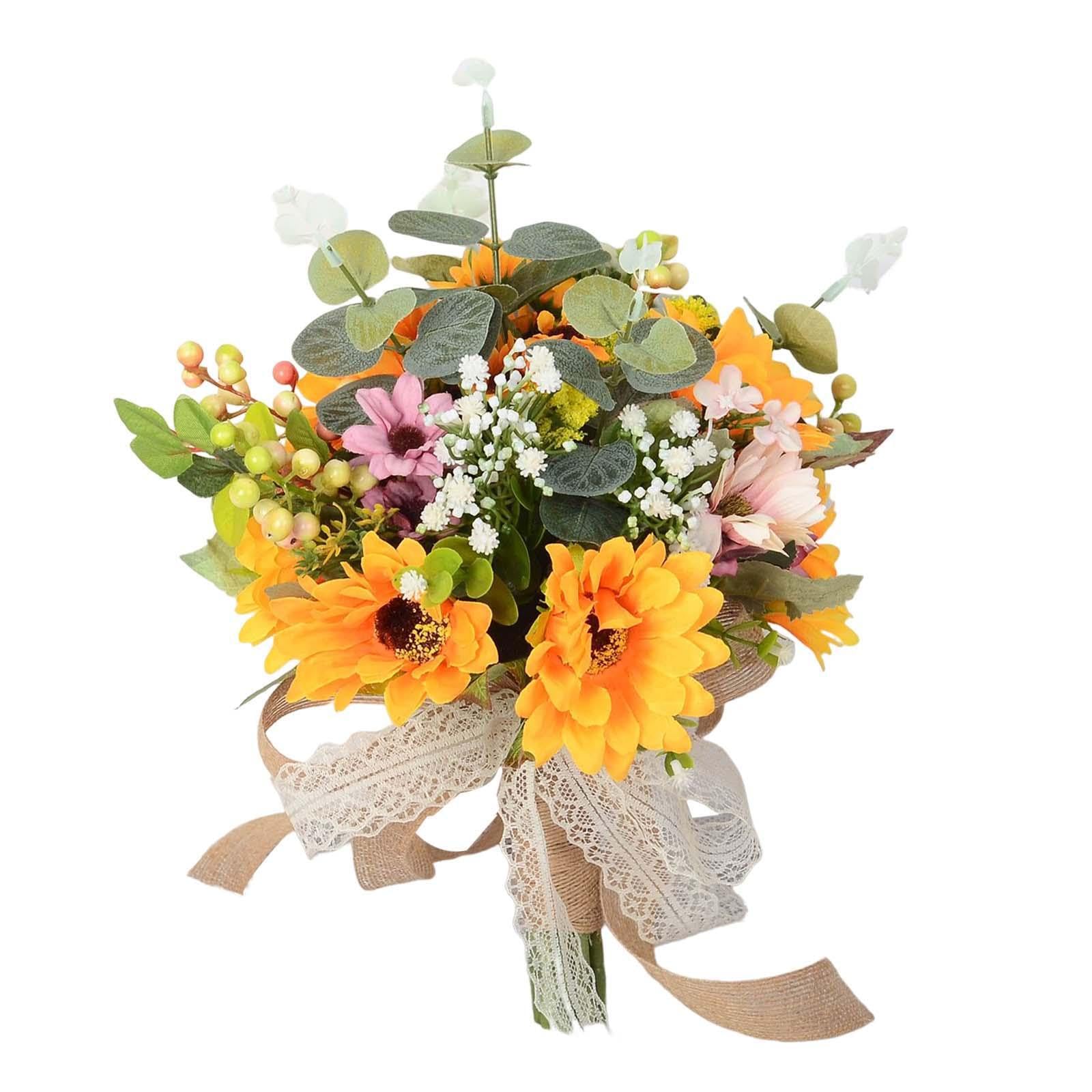 QUXVUIS Charming Wedding Bouquet For Bridesmaids Hand Tied Flower Effortless Style And Captivating Beauty Wont Sun Flower Wedding Bouquets Bridal Throw