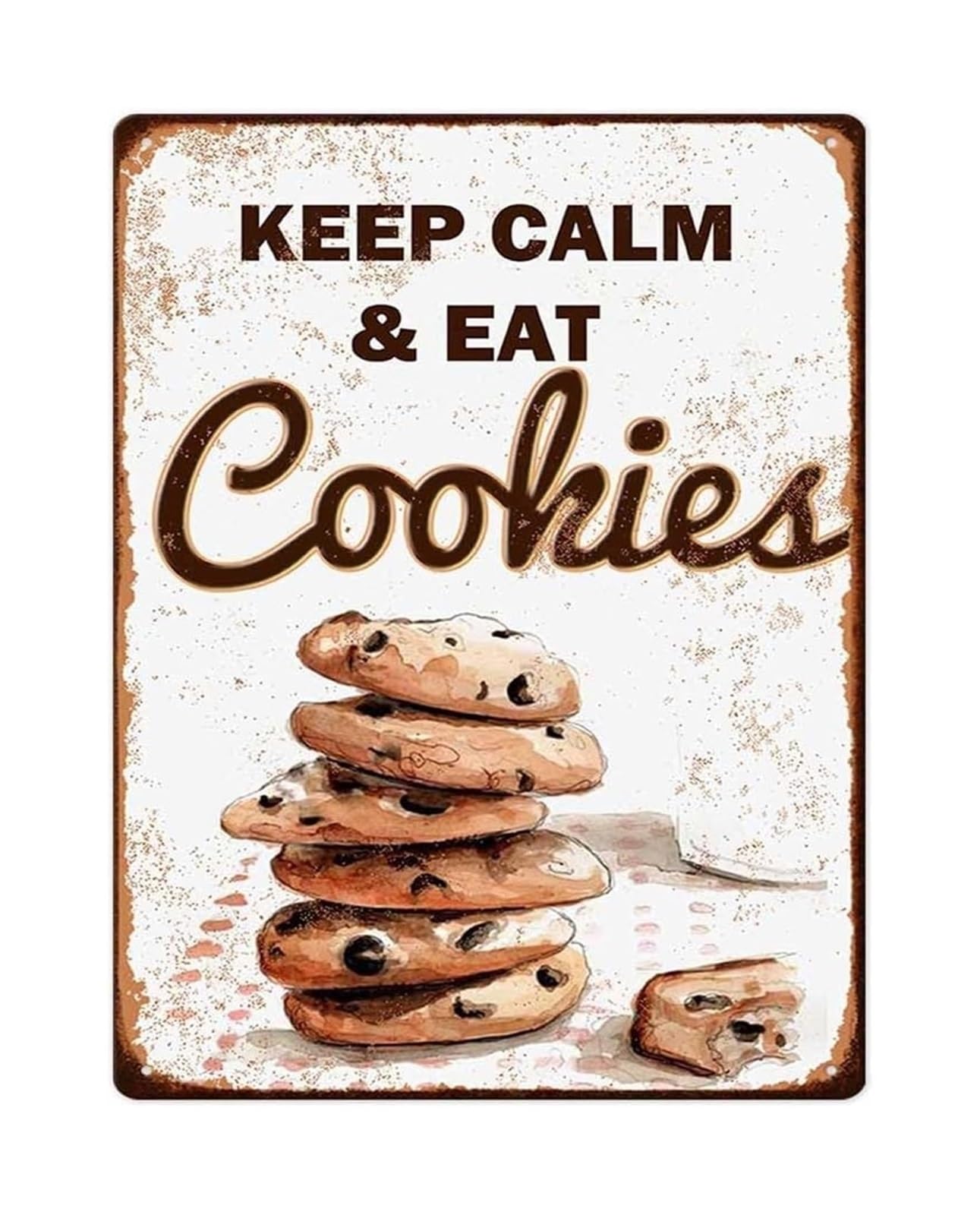 SMGLRUEAT Keep Calm And Eat Cookies Retro Tin Sign for Wall Decor Kitchen Office Bakery Cafe Funny Saying 8 X 12 inch