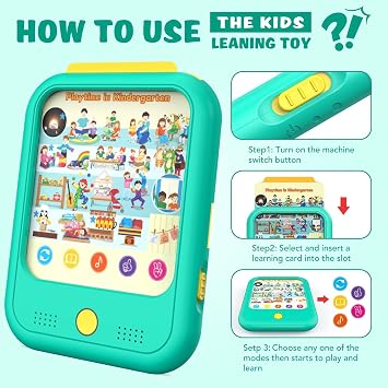 Kids Learning Tablet Educational Learning Pad for Toddlers 2-5 to Learn Alphabets, Numbers, Foods, Time, Music, Talking Cards for Toddlers,Learning Educational Toy Kids Gifts