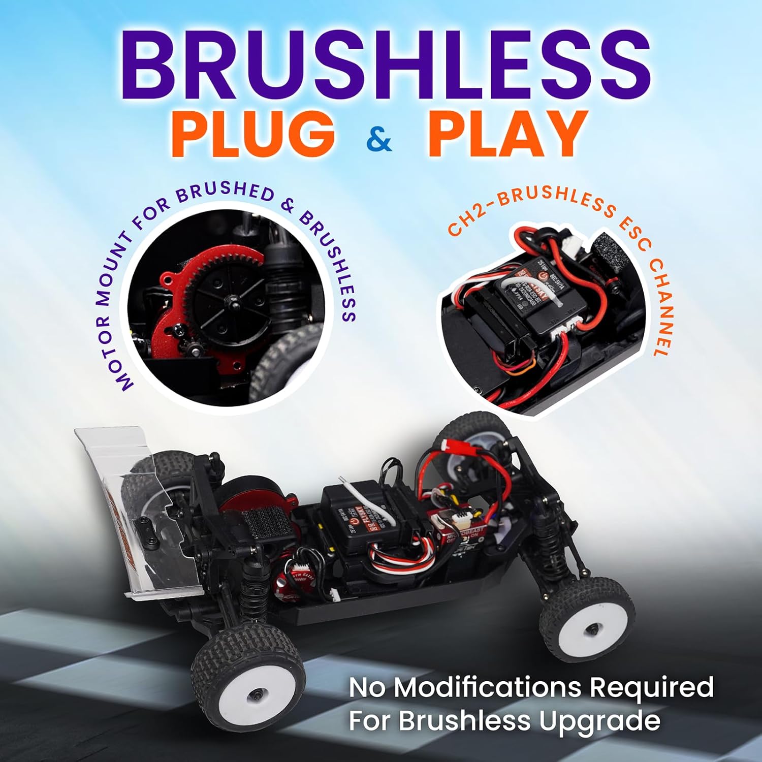 HOBBYPLUS Speck B 1/24 2WD Mini RC Car - RTR RC Buggy, Fast Mini Racing Buggy, Brushless Ready with Oil-Filled Shocks – Indoor Remote Control Car Racing Vehicles for Adults (Razor Orange)