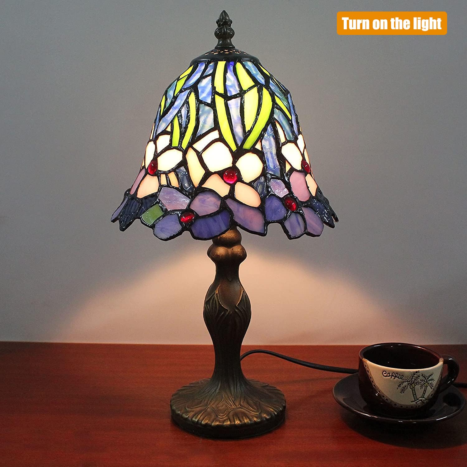 Tiffany Style 7 Zoll Tischlampe Buntglas Lampenschirme Kleiner Nachtlampe Antike Schreibtisch Licht Wohnzimmer Schlafzimmer Büro Vintage Art Deco Viktorianisch