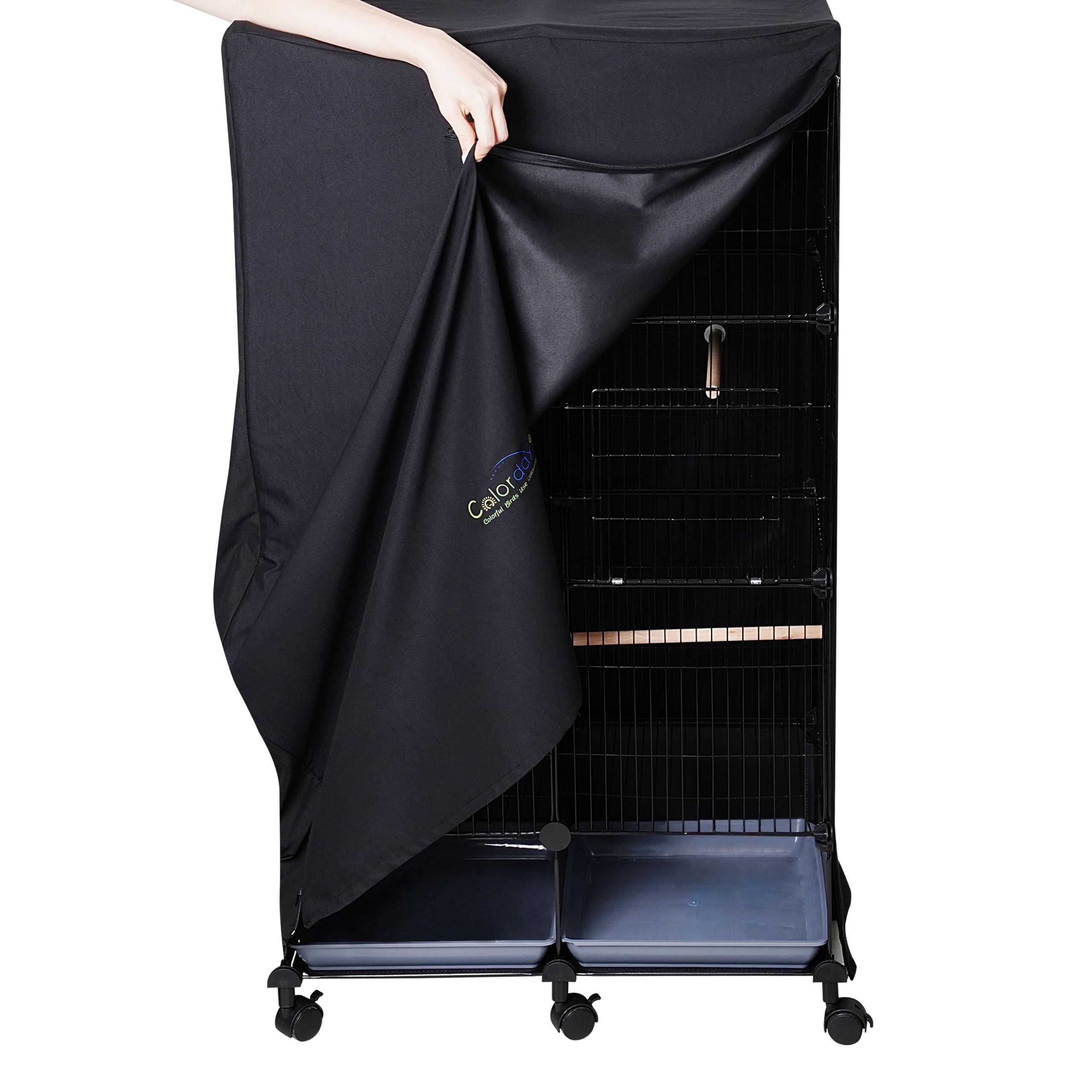 Colorday Good Night Bird Cage Cover (Fits 46-Inch 24" L x 12" W x 46" H Bird Cage, Black)