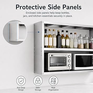 Stainless Steel Storage Shelf, Wall Mounted Kitchen Cabinet with Adjustable Shelves, Wall Organizer for Home, Restaurant, Commercial Use(120x30x75cm/47x12x29.5in)