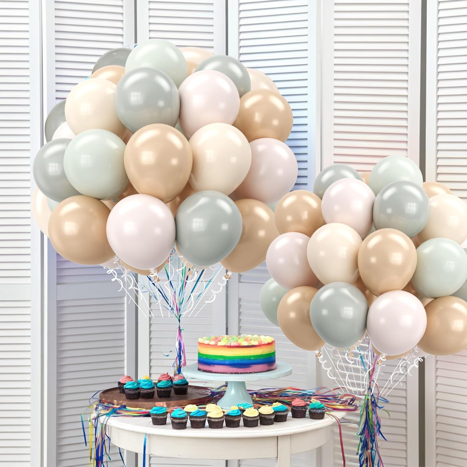 Dusty Green Nude Balloons,12 Inch Retro Green Blush Brown Cream Sand White Neutral Matte Balloon for Baby Shower Wedding Birthday Gender Reveal Party Decoration