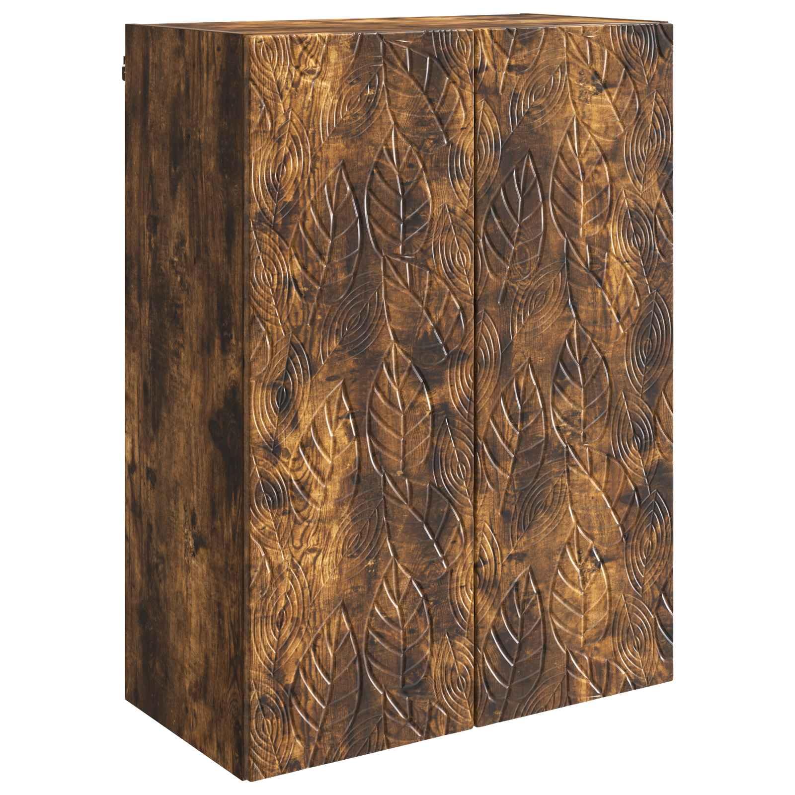 Armoire murale en chêne fumé meuble de rangement suspendu 2 portes pour garage