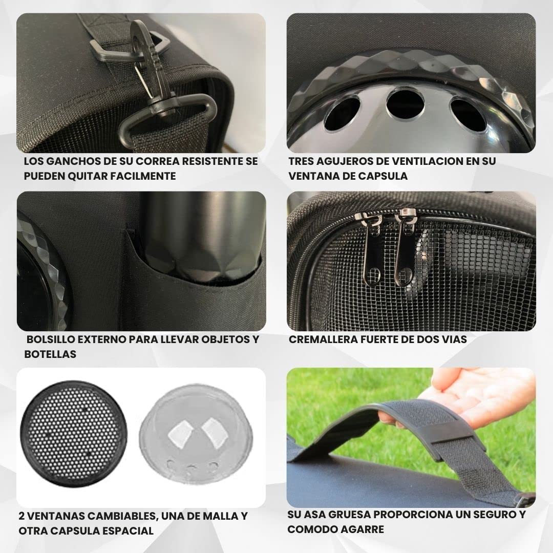 Transportín para Gatos, Bolsa de Transporte Plegable para Mascotas pequeñas, Bolsa de Viaje con Correa de Hombro Ajustable (Negro)