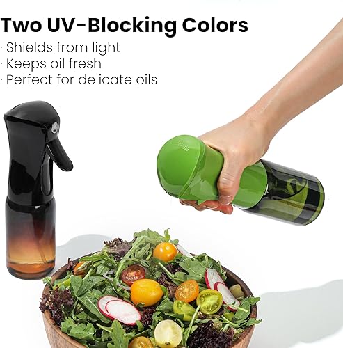 Miniatura 7 de Mistifi Pulverizador de aceite de alta calidad  Botella de vidrio oscuro para cocinar, freidora de aire y ensalada  Niebla fina, fácil de presionar