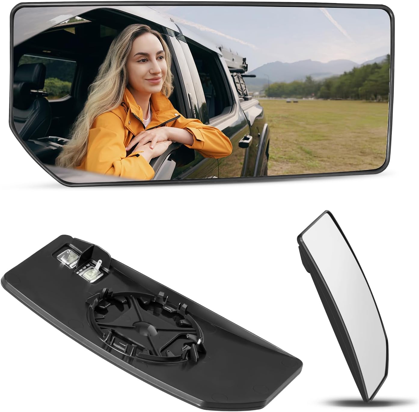 Compatible with Lower Toyota Tundra Passenger Side Mirror, 2022 2023 2024 2025, Power Heated, Lower Right Side Mirrors Replacement Glass