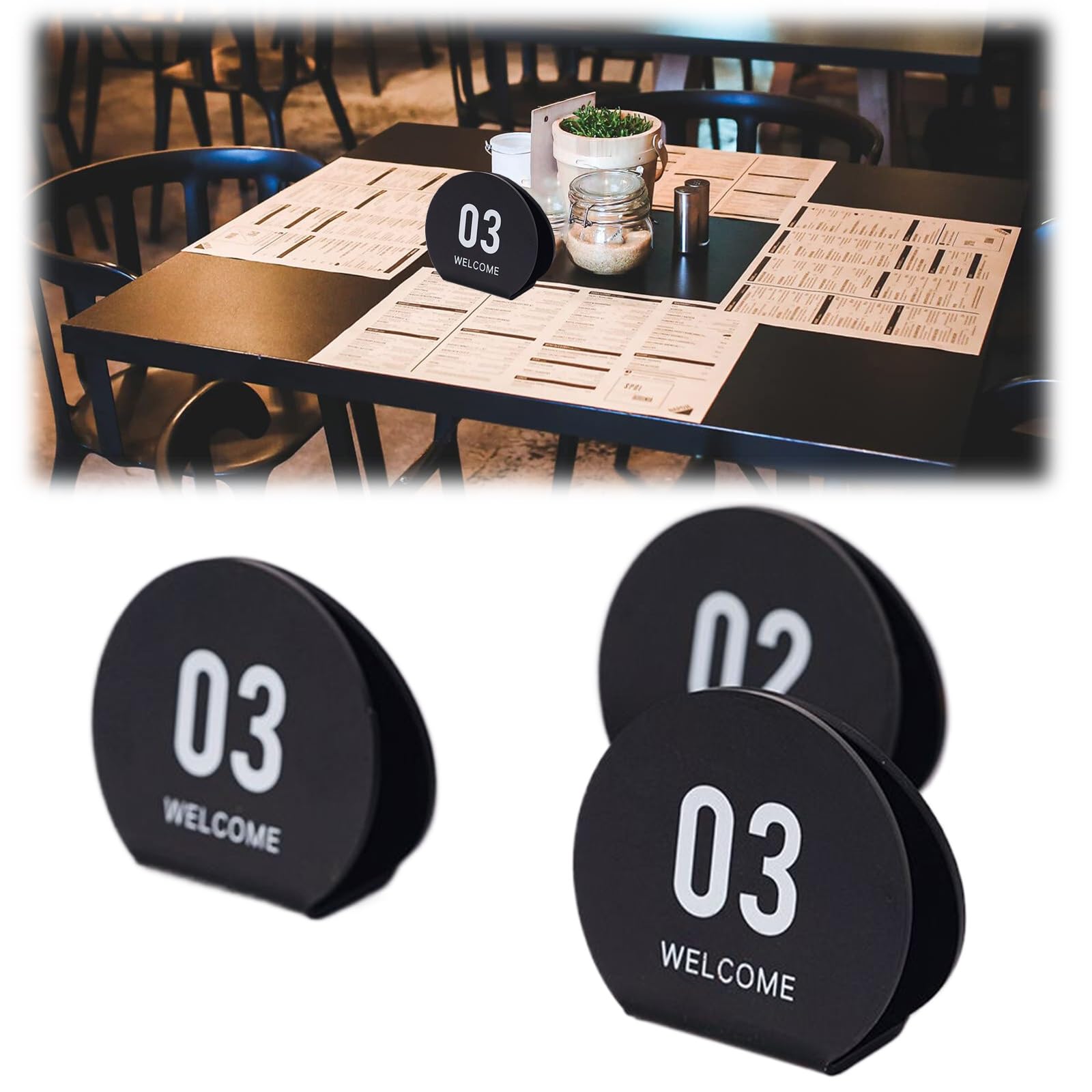 HJXGQJM Numeros De Mesa, 1-10 Acrilico Doble Carpa Numerada, Numero De Mesa De Restaurante Numeros De Mesa Carteles para Banquetes Recepcion De Boda