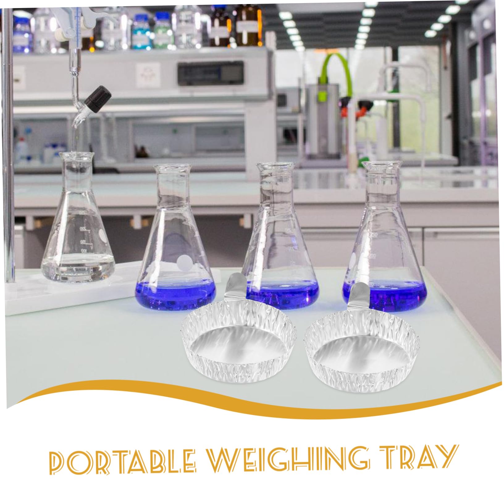 SOESFOUFU Portable Weighing Pans 100pcs Aluminum Foil Weighing Dishes Handle Lab Equipment