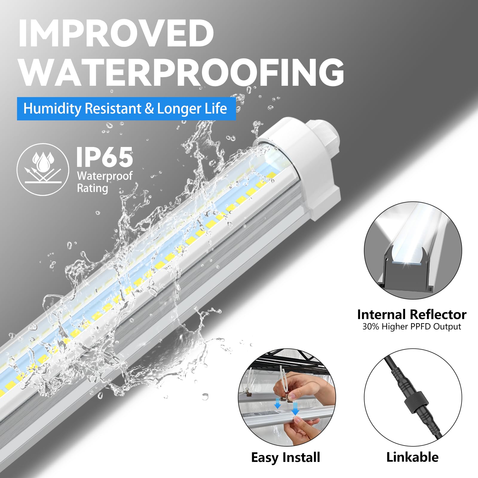 JESLED Invernadero interior con luz de crecimiento, LED de espectro completo de 5000 K para inicio de semillas, control de iluminación escalonado, temporizador e higrómetro integrados, soporte de