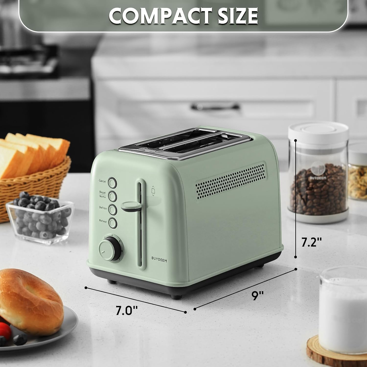  DT620 2-Slice Toaster, 7 Shade Settings, 1.5" Wide Slots, Green thumbnail