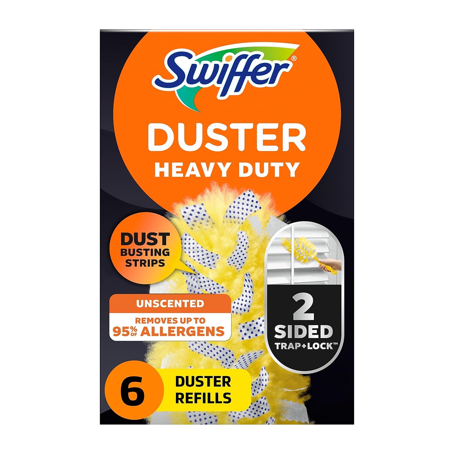 Swiffer 21620BX 360 Dusters Refill, Dust Lock Fiber, Yellow, 6/Box