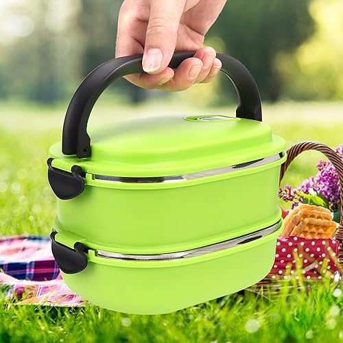 Miniatura 3 de Lonchera apilable de acero inoxidable, diseño moderno, anillos de sellado de silicona integrados, lindo organizador de almuerzo a prueba de fugas