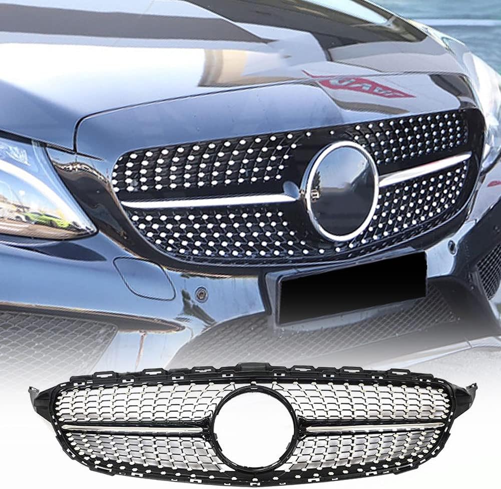 MCARCAR KIT W205 Front Grill for Mercedes Benz C-Class W205 C180 C200 C250 C300 C400 Sedan 2015-2018 Gloss Black ABS Front Hood Grille Cover Front Kidney Grille
