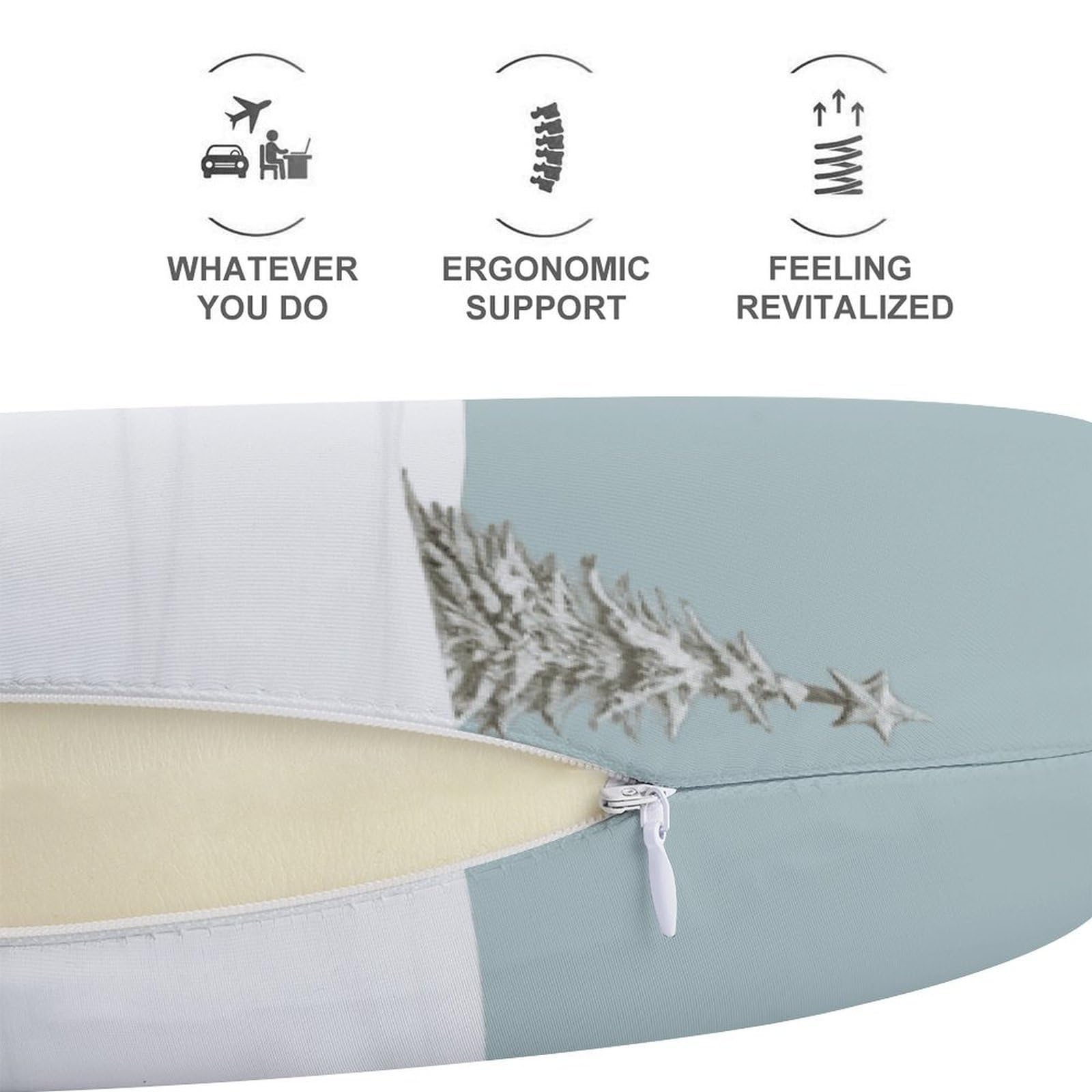 Almohada en forma de U para árbol de Navidad, núcleo de almohada de espuma viscoelástica, cojín, proporciona apoyo para el cuello, almohada de viaje, adecuada para aviones, coches, hogares y