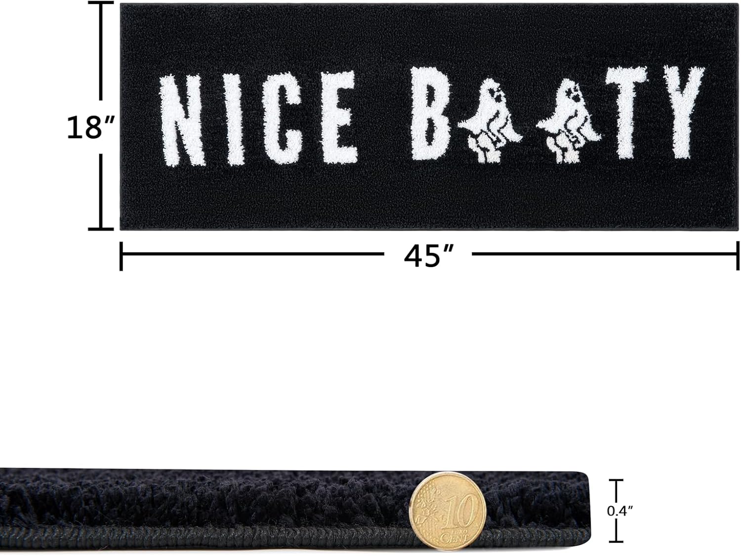 RoomTalks Funny Halloween Bathroom Runner Rug Non Slip Washable Nice Booty Black Gothic Extra Long Halloween Bath Rug 18’’W x 45’’L Microfiber Shaggy Absorbent Spooky Ghost Bathroom Runner